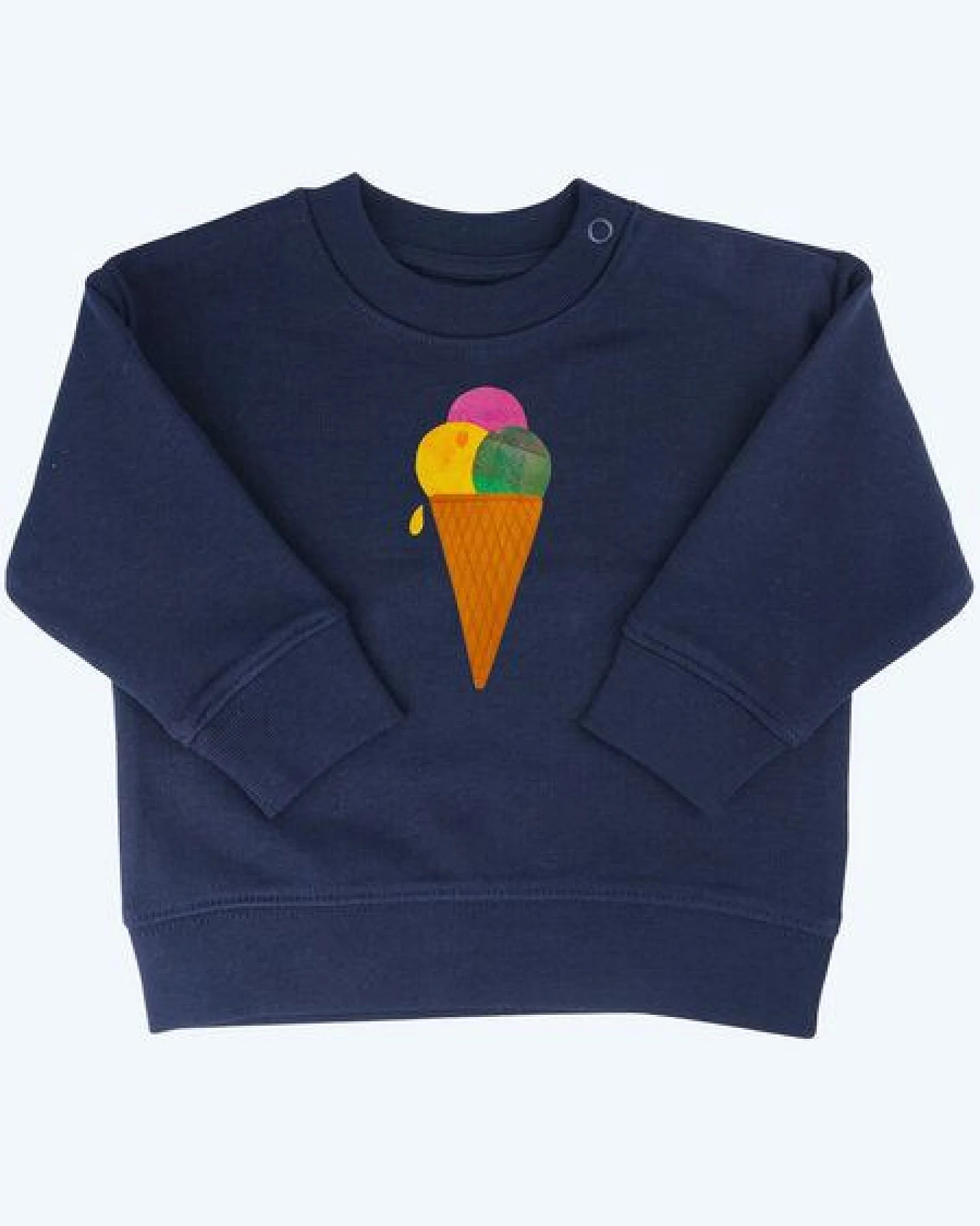MELAdi Kinder Baby - Sweater aus Biobaumwolle - Eiscreme auf Navy Blue – Ansicht 2