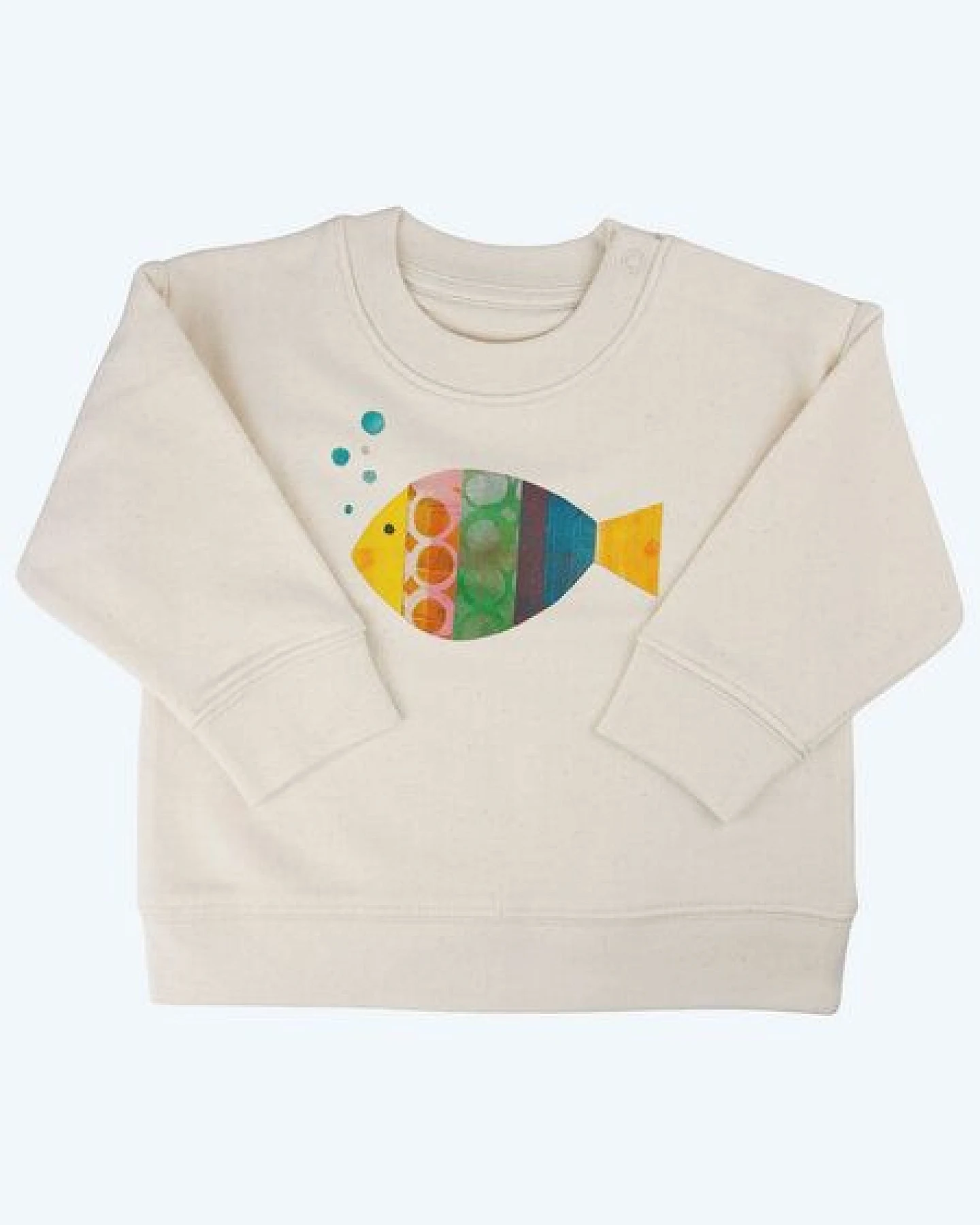 MELAdi Kinder Baby - Sweater aus Biobaumwolle - Fisch auf Natural Raw – Ansicht 2