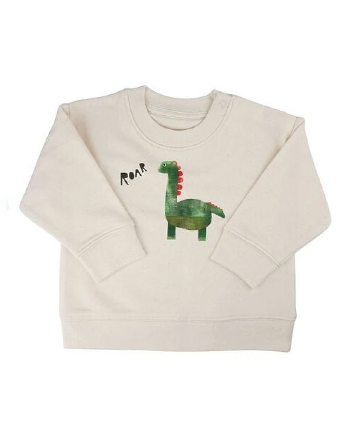 Meladi Kinder Baby - Sweater aus Biobaumwolle - Dino auf Natural Raw