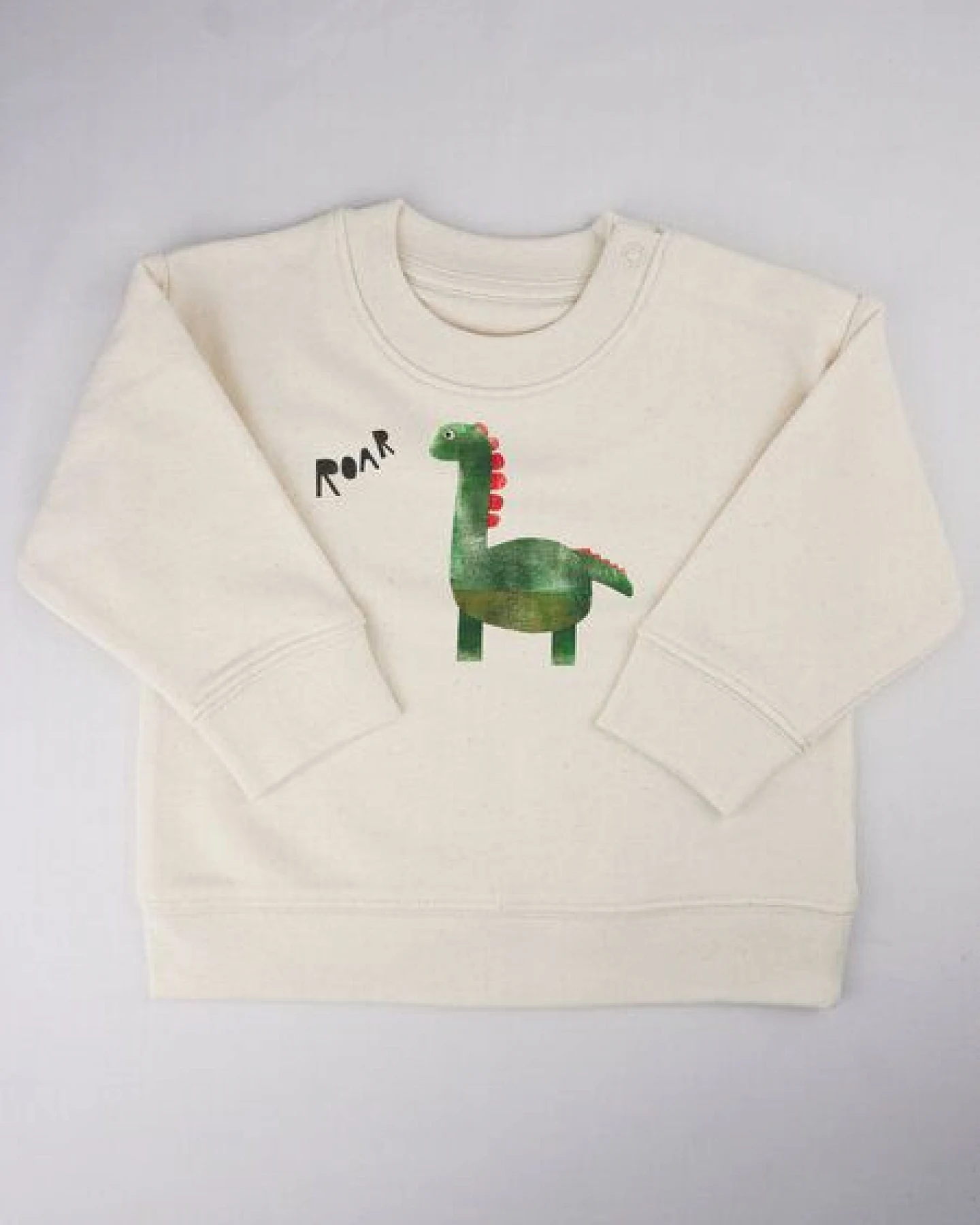 MELAdi Kinder Baby - Sweater aus Biobaumwolle - Dino auf Natural Raw – Ansicht 4