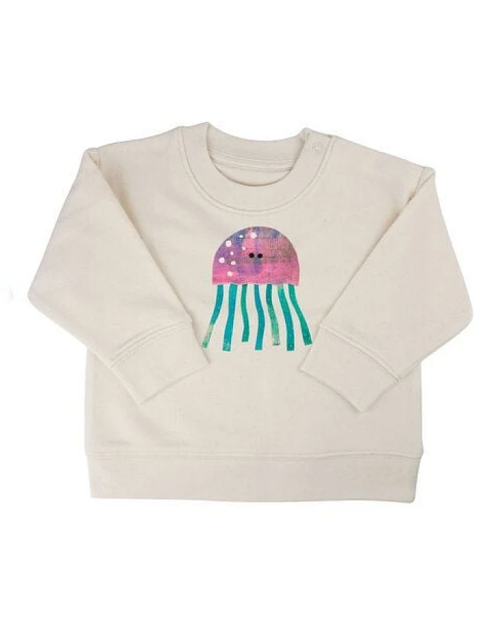 Meladi Kinder Baby - Sweater aus Biobaumwolle - Qualle auf Natural Raw