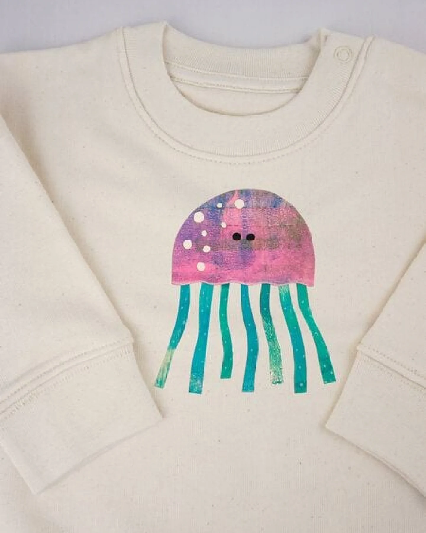 Meladi Kinder Baby - Sweater aus Biobaumwolle - Qualle auf Natural Raw – Ansicht 2