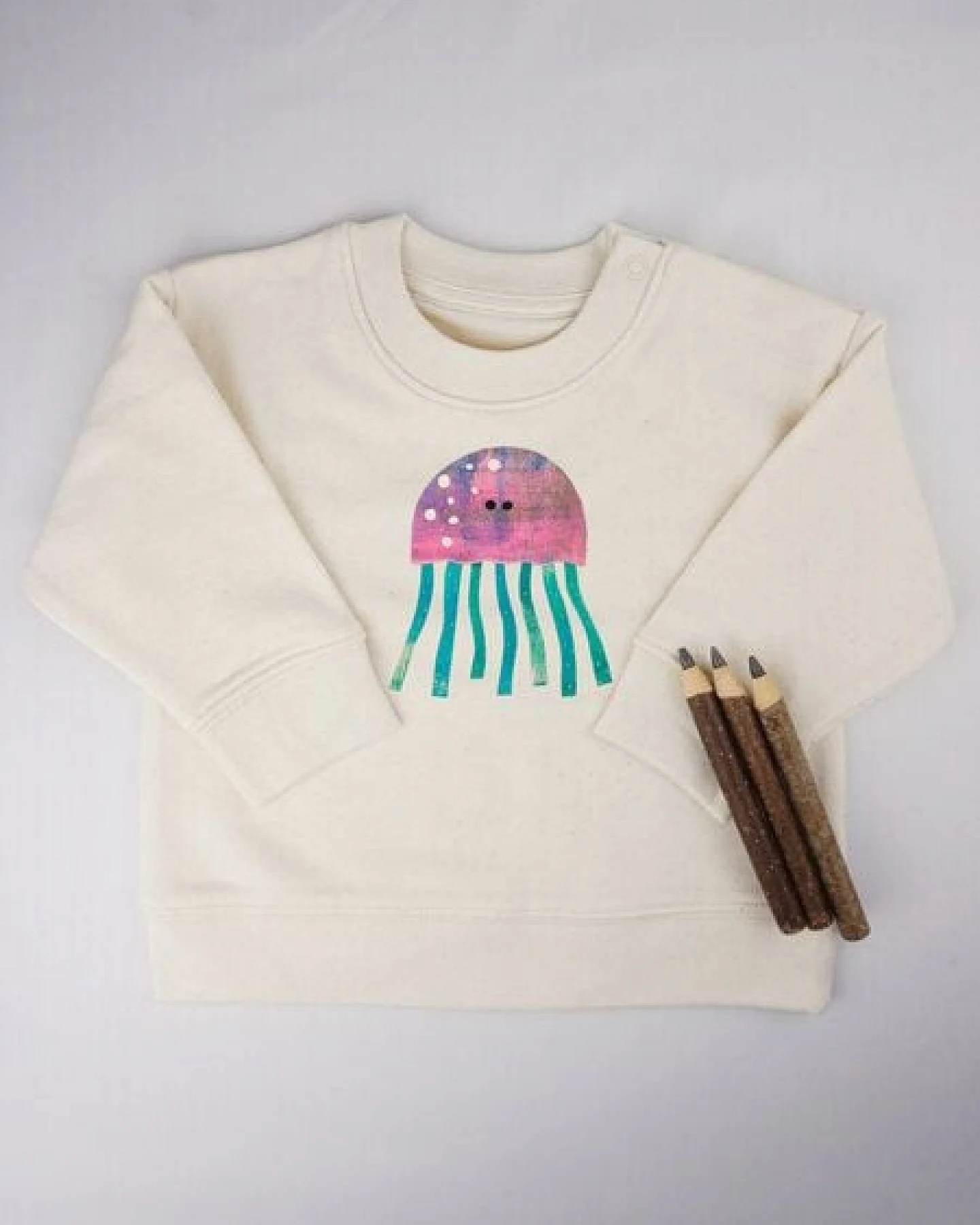 Meladi Kinder Baby - Sweater aus Biobaumwolle - Qualle auf Natural Raw – Ansicht 3