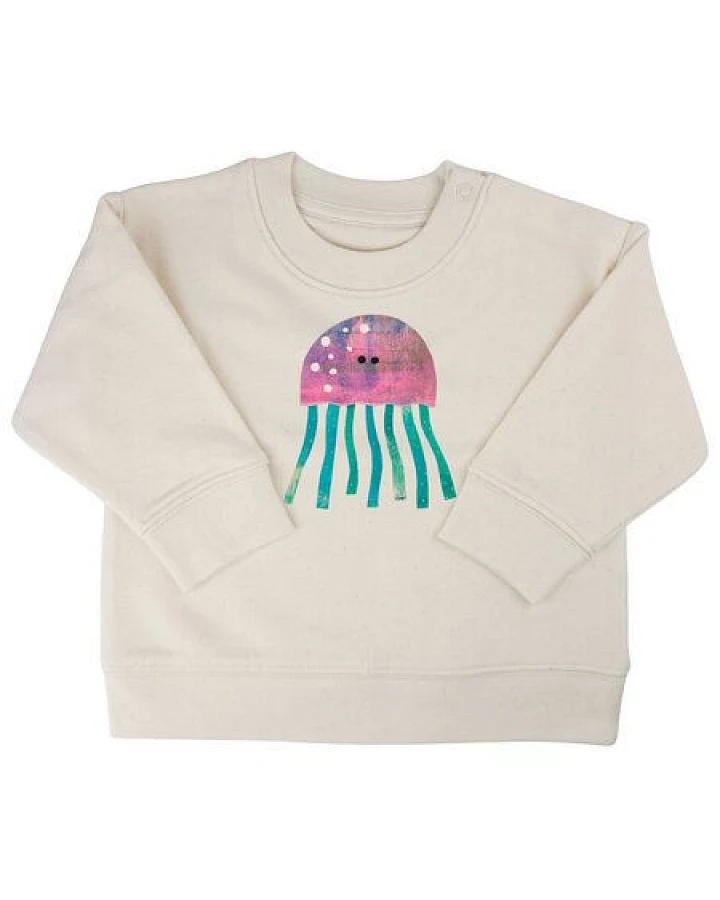 MELAdi Kinder Baby - Sweater aus Biobaumwolle - Qualle auf Natural Raw