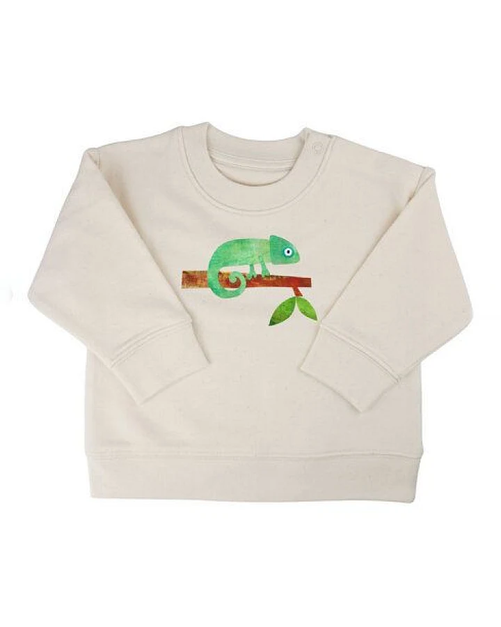 Meladi Kinder Baby - Sweater aus Biobaumwolle - Chamäleon auf Creme Latte