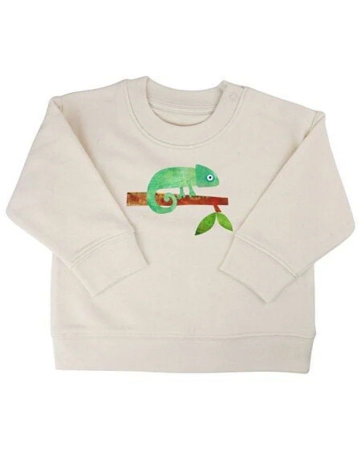 Meladi Kinder Baby - Sweater aus Biobaumwolle - Chamäleon auf Creme Latte