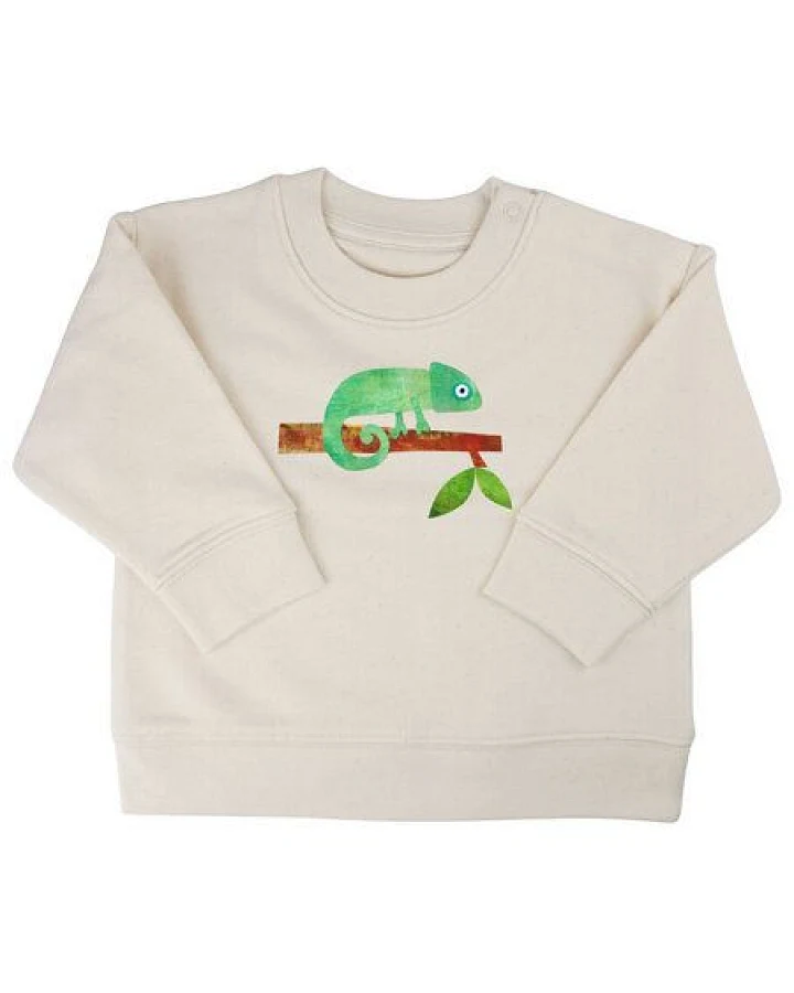 MELAdi Kinder Baby - Sweater aus Biobaumwolle - Chamäleon auf Natural Raw