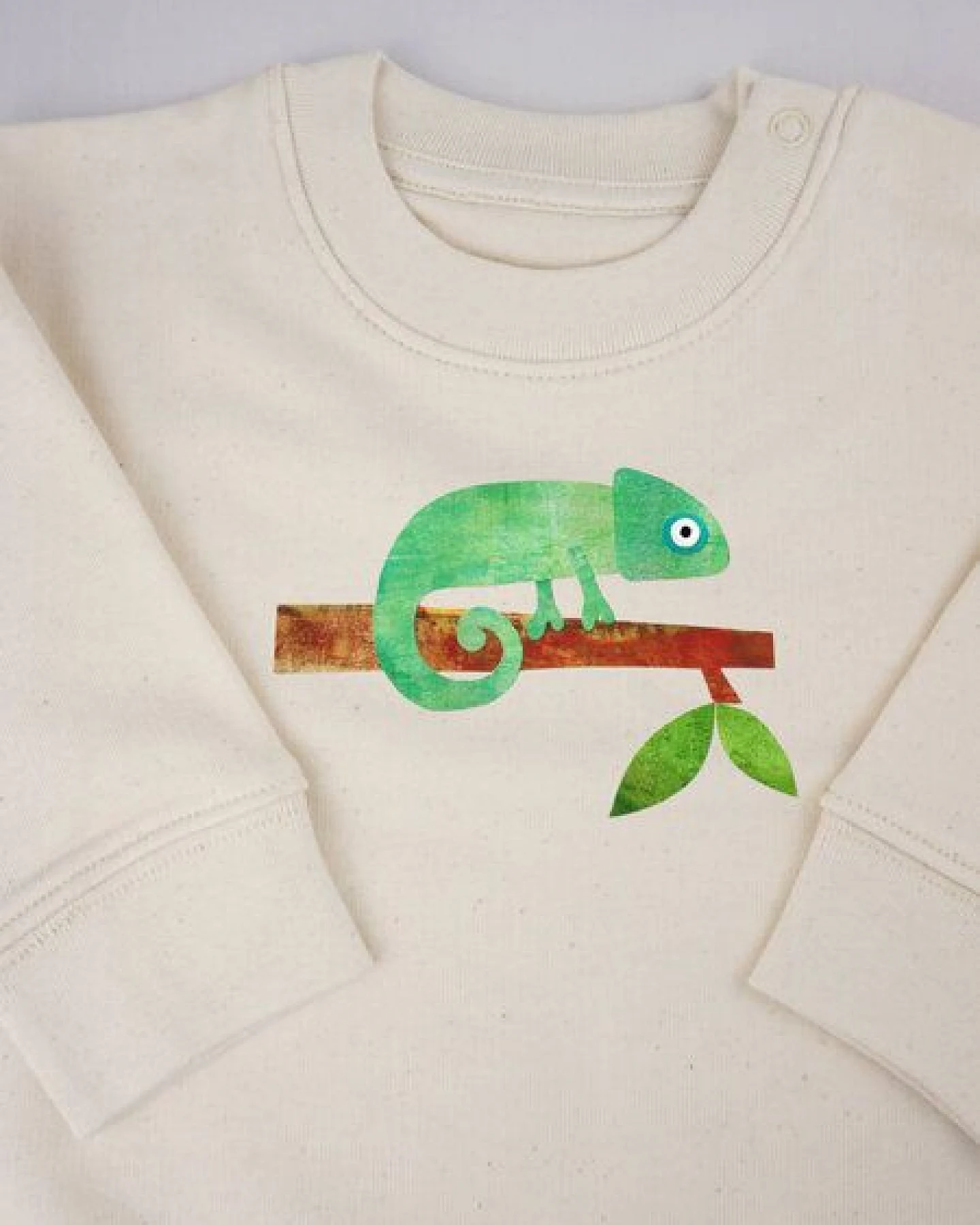 MELAdi Kinder Baby - Sweater aus Biobaumwolle - Chamäleon auf Natural Raw – Ansicht 4