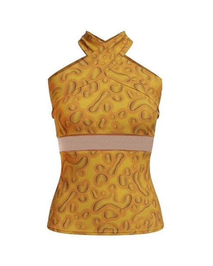 körber mode Top gekreuzte Neckholder Bio Jersey mit Mesh-Einsatz
