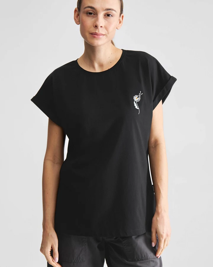 T-Shirt Visby Dandelion EMB Schwarz