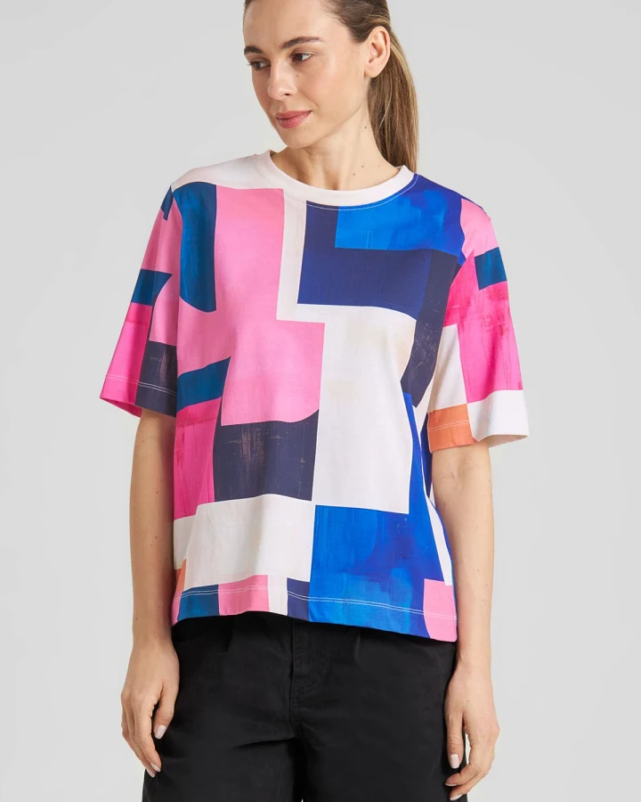 T-Shirt Vadstena Abstract Block Multi Color Rosa