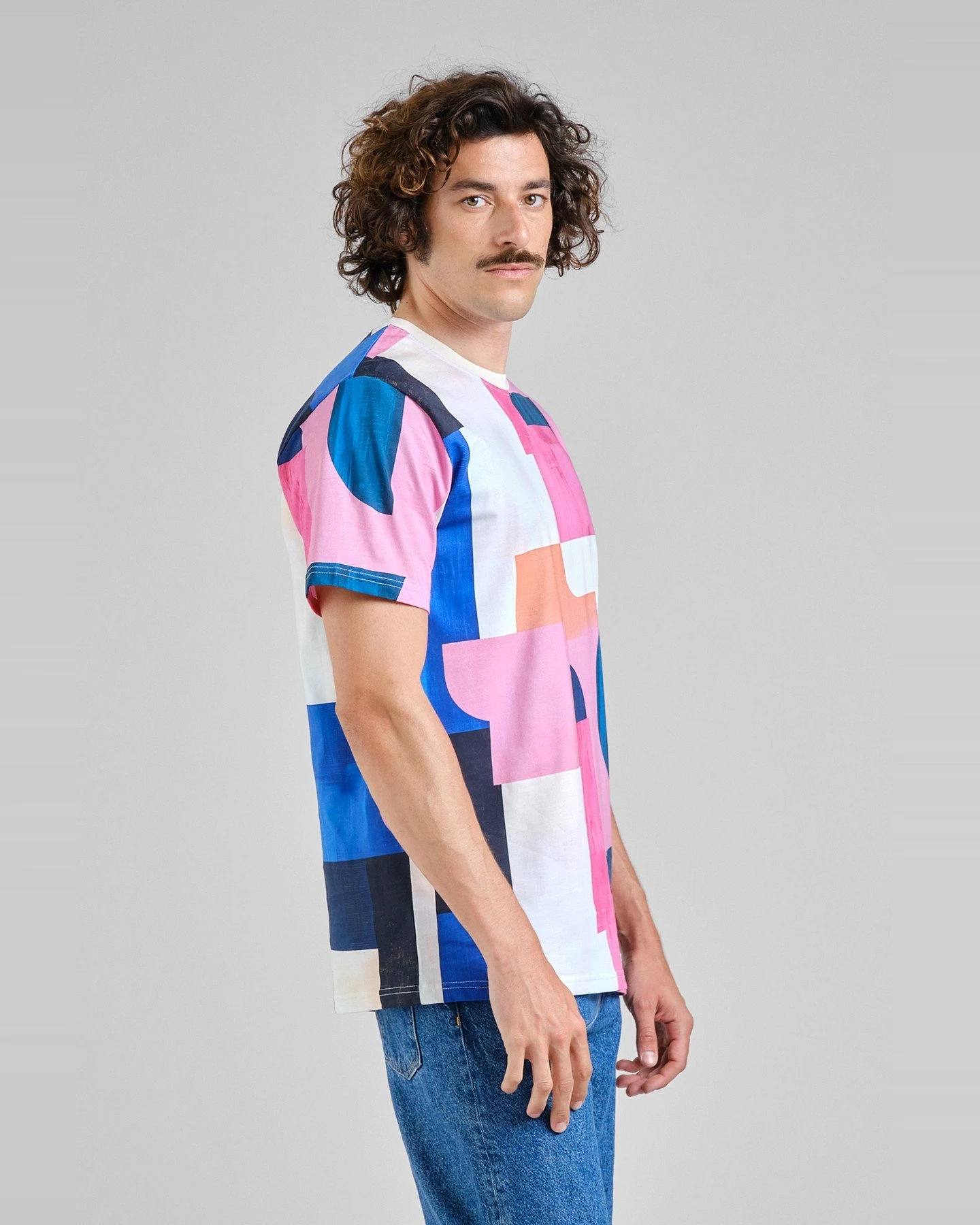 T-Shirt Stockholm Abstract Block Multi Color Rosa – Ansicht 2