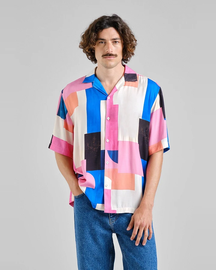 Hemd Marstrand Abstract Block Multi Color Rosa
