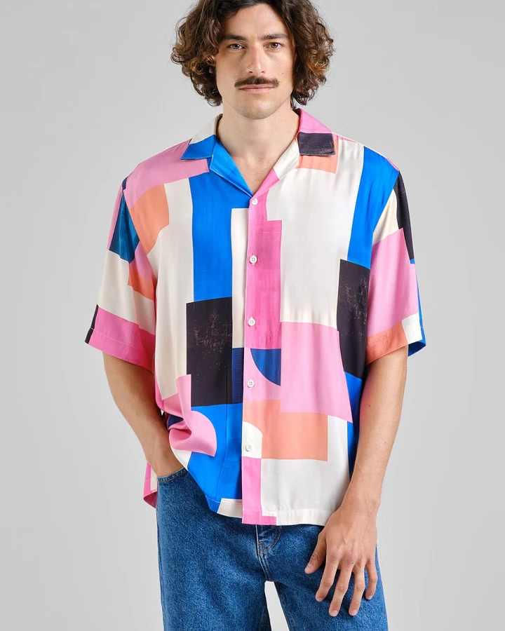 Hemd Marstrand Abstract Block Multi Color Rosa