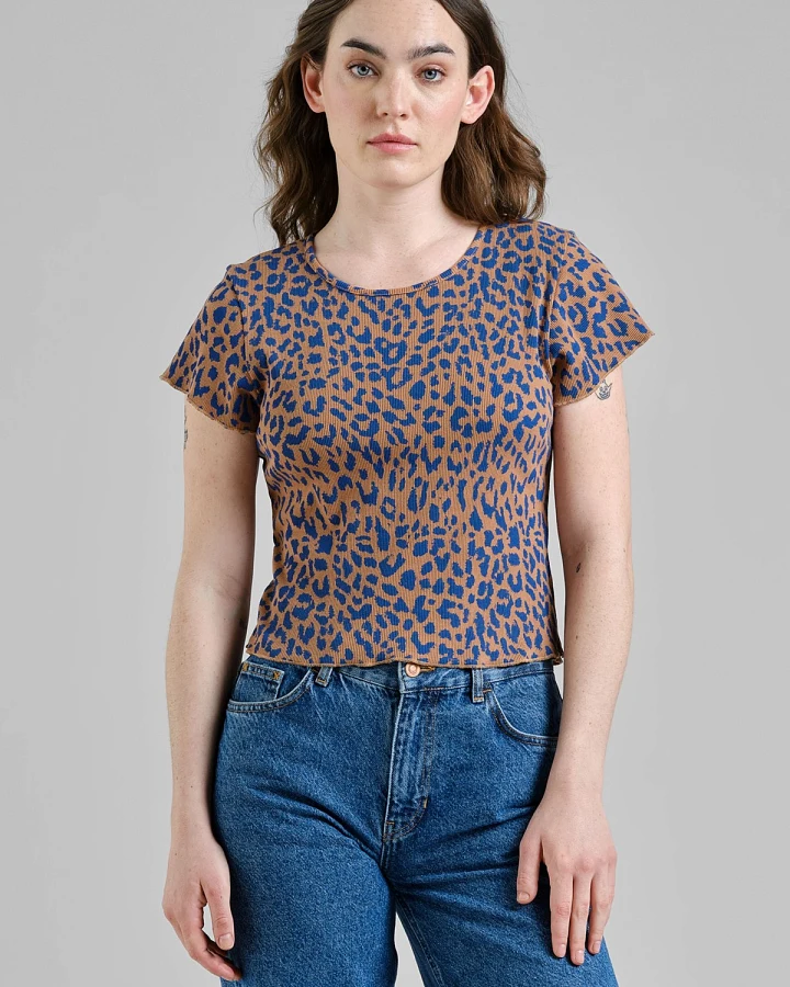 T-Shirt Ven Rib Leopard Light Brown