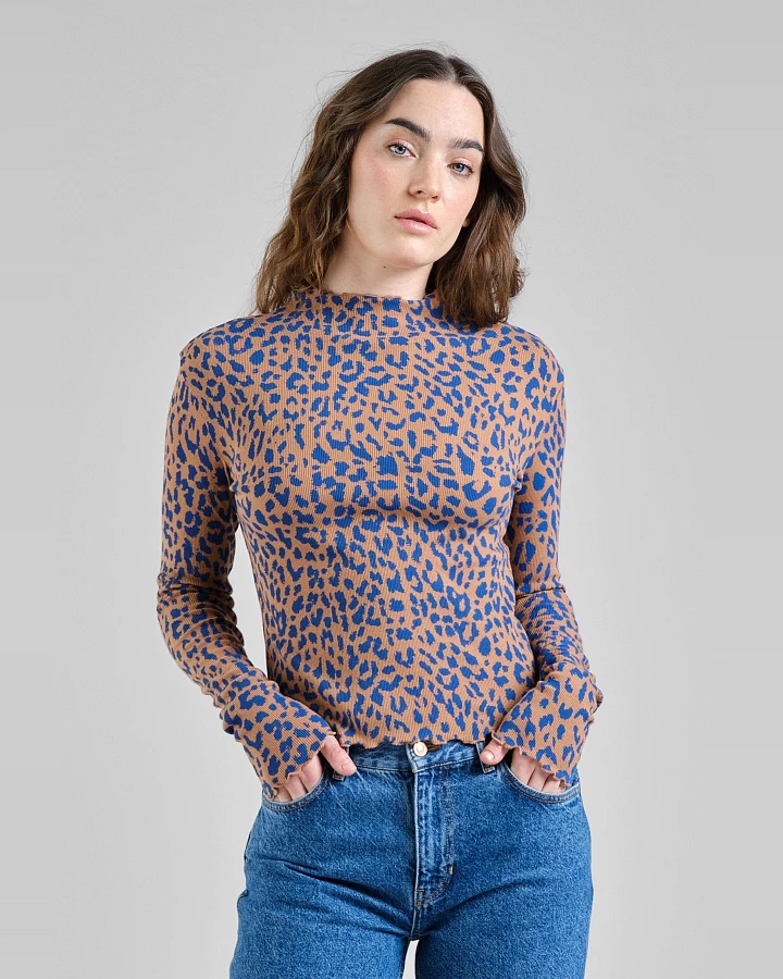Longsleeve Ryd Rib Leopard Light Brown