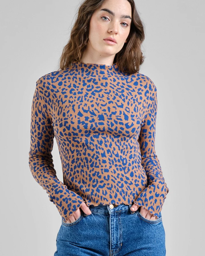 Longsleeve Ryd Rib Leopard Light Brown