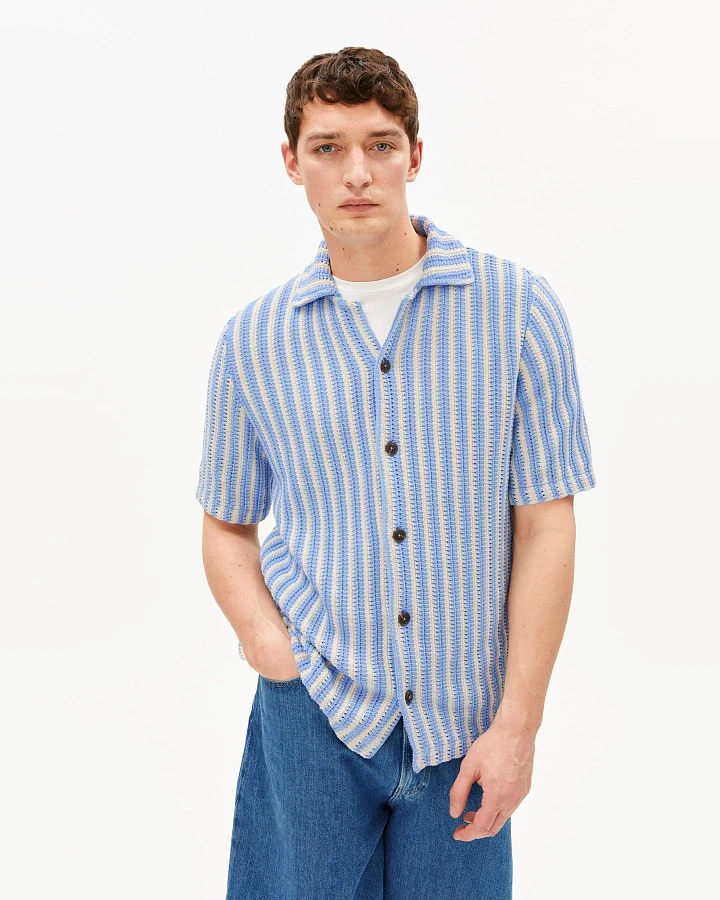 Hemd Knit Striped Blau