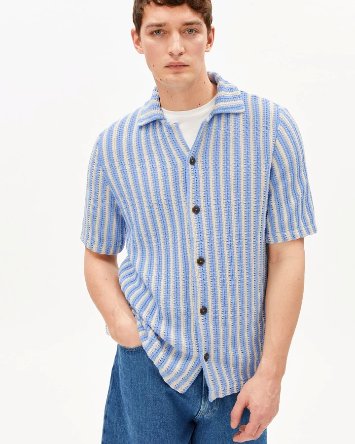 Hemd Knit Striped Blau
