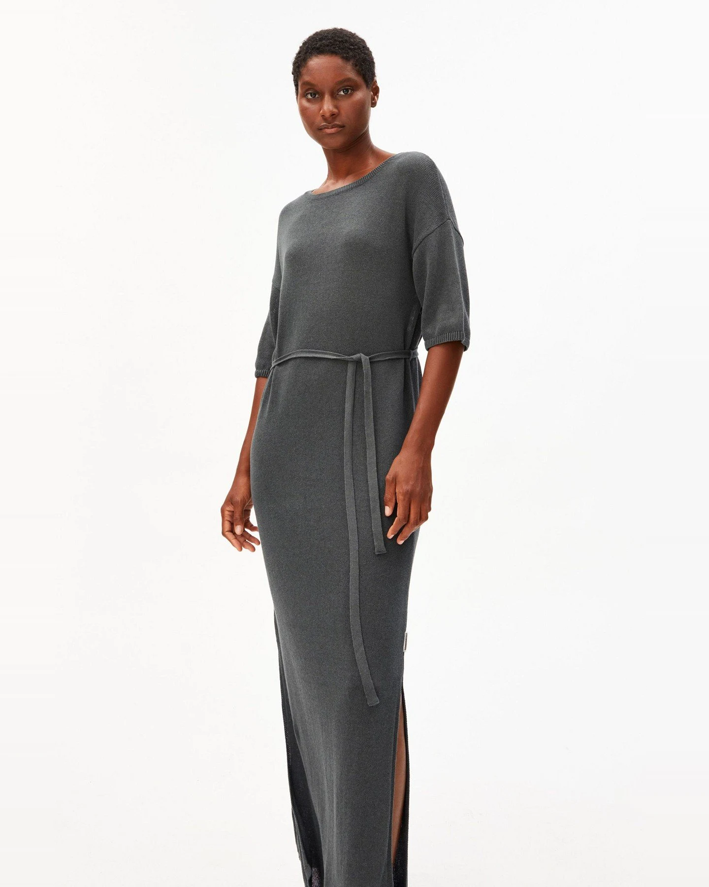 Strickkleid Maxi Linen Blend Grau – Ansicht 4