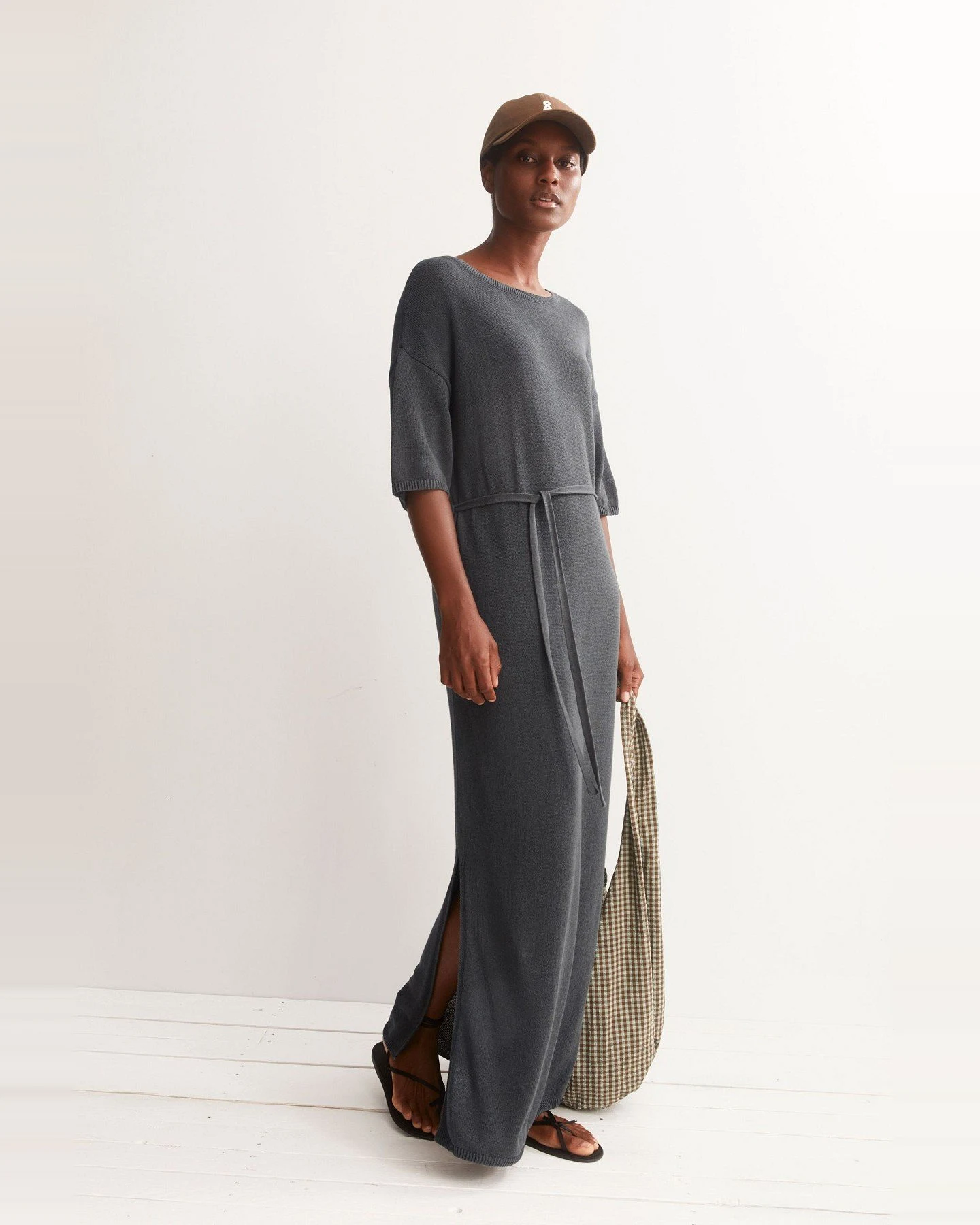 Strickkleid Maxi Linen Blend Grau – Ansicht 5