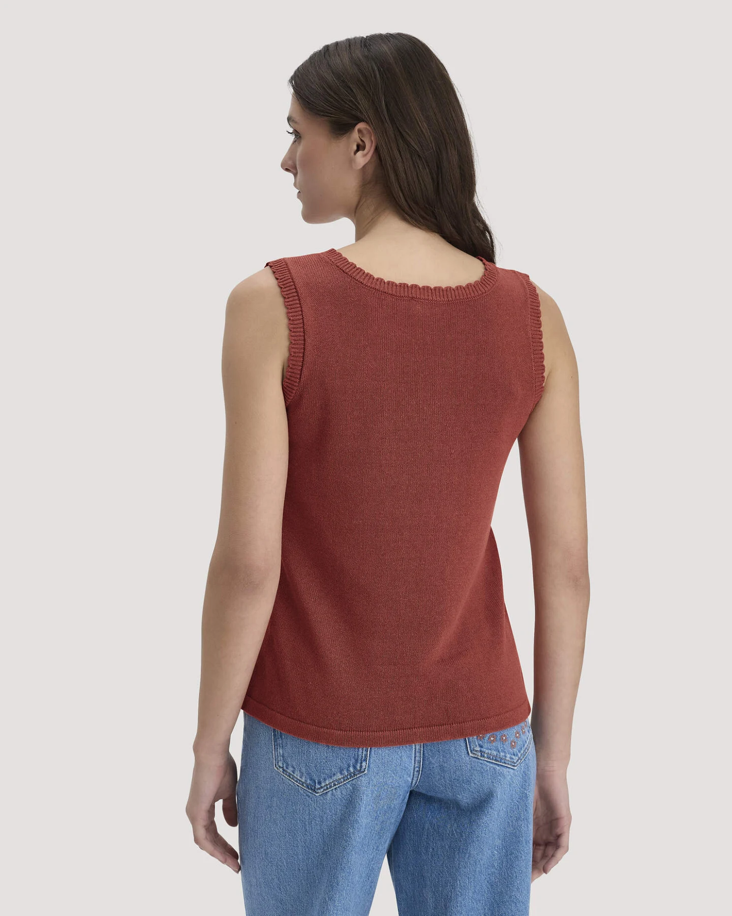 hessnatur Damen Strick Top Regular aus Leinen mit Bio-Baumwolle und LENZING™ ECOVERO - braun - Größe XL – Ansicht 3