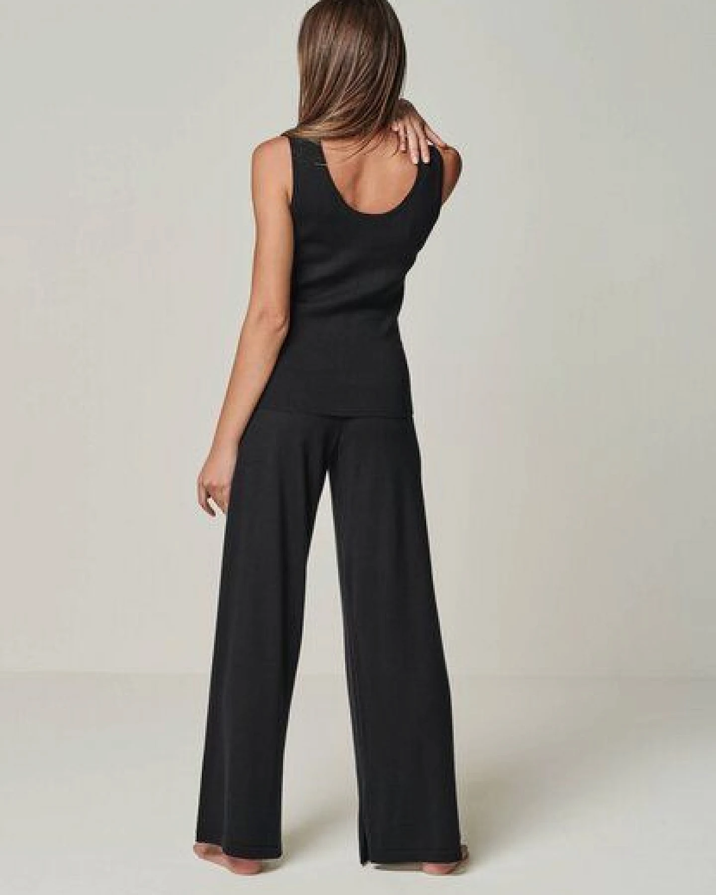 YOU LOOK PERFECT Merino Loungewear Set "Stricktop Blossom & weite Strickhose Bailey" – Ansicht 3