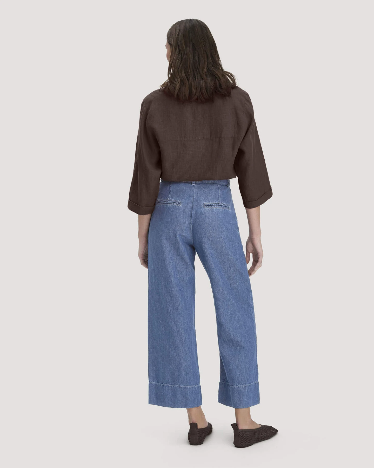 hessnatur Damen Jeans ENNELIE Culotte Wide Leg aus Bio-Baumwolle mit TENCEL™ Lyocell und Leinen - blau - Größe 31/29 – Ansicht 2
