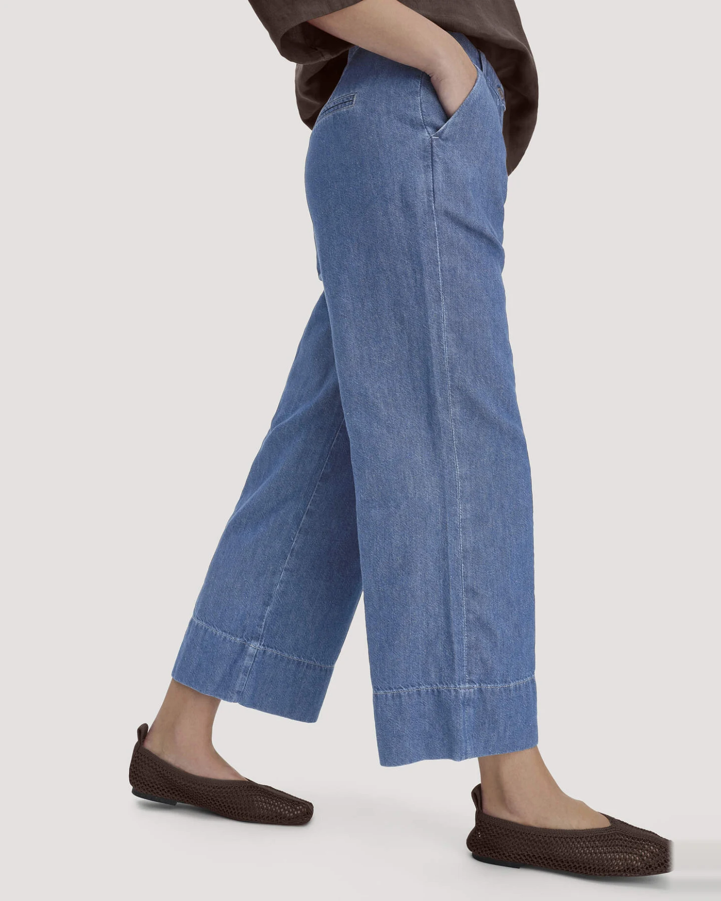 hessnatur Damen Jeans ENNELIE Culotte Wide Leg aus Bio-Baumwolle mit TENCEL™ Lyocell und Leinen - blau - Größe 31/29 – Ansicht 3