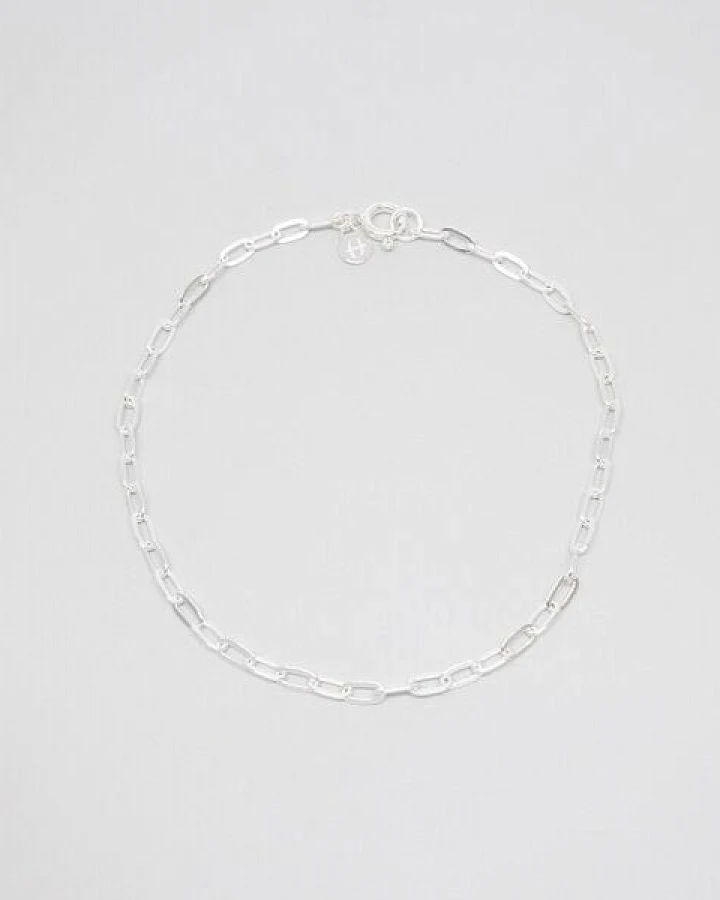 fejn jewelry Fußkette 'link chain' - flache Gliederkette aus Silber/vergoldet