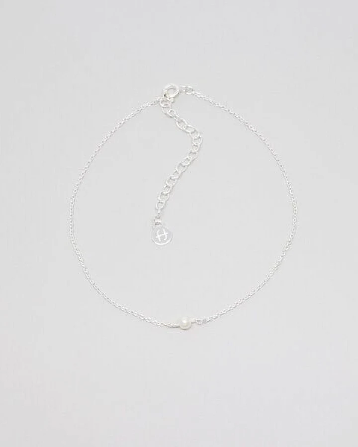 fejn jewelry Fußkette 'single pearl' mit Süsswasserperle Silber/vergoldet