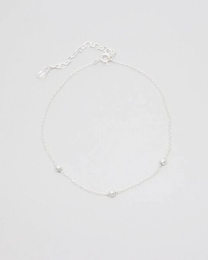 fejn jewelry Fußkette "triple ball" mit drei Silberperlen - Silber/vergoldet