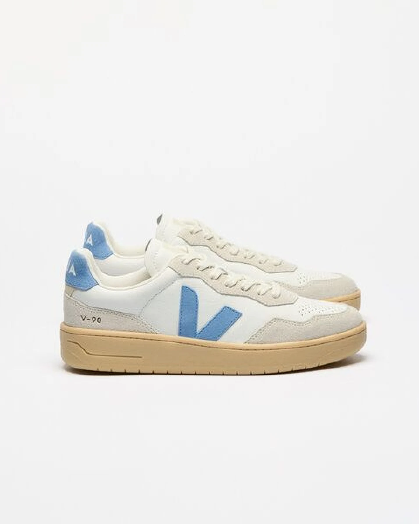Veja Damen-Sneaker V-90 OT Leather Extra White Aqua Natural – Ansicht 2