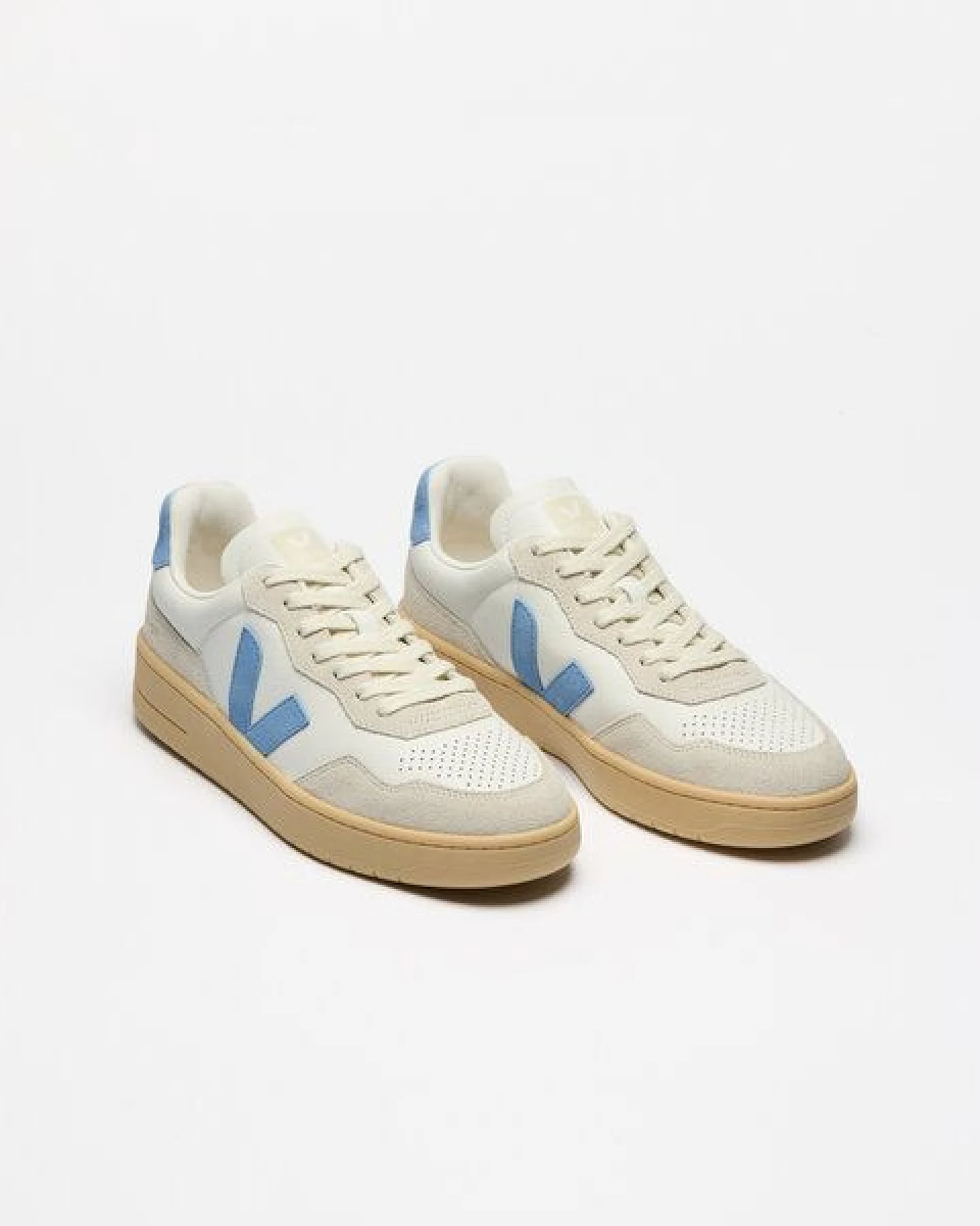 Veja Damen-Sneaker V-90 OT Leather Extra White Aqua Natural – Ansicht 3