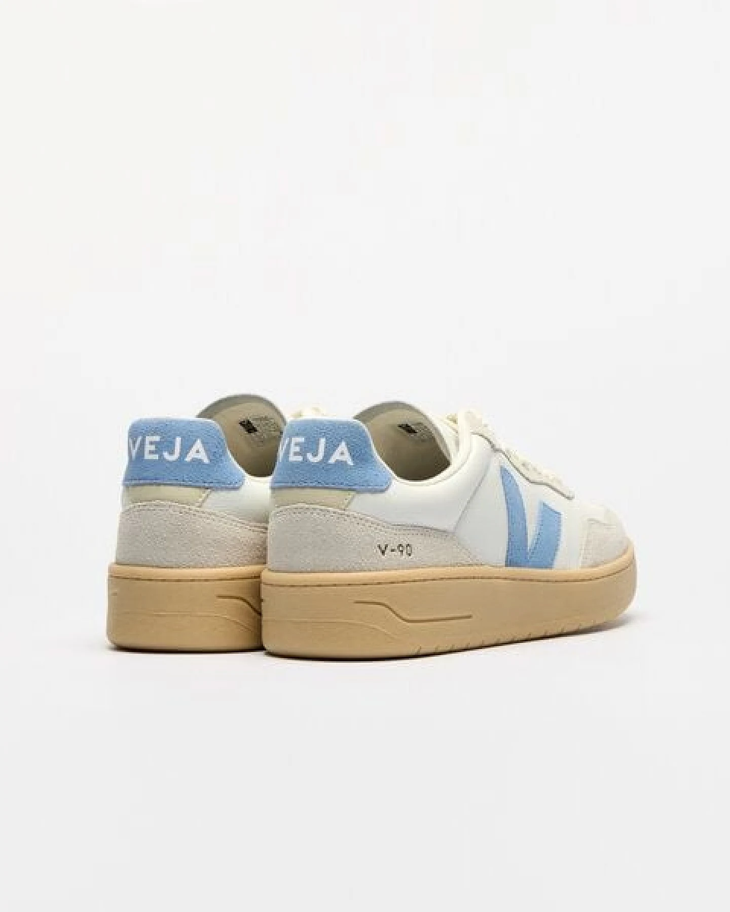 Veja Damen-Sneaker V-90 OT Leather Extra White Aqua Natural – Ansicht 4