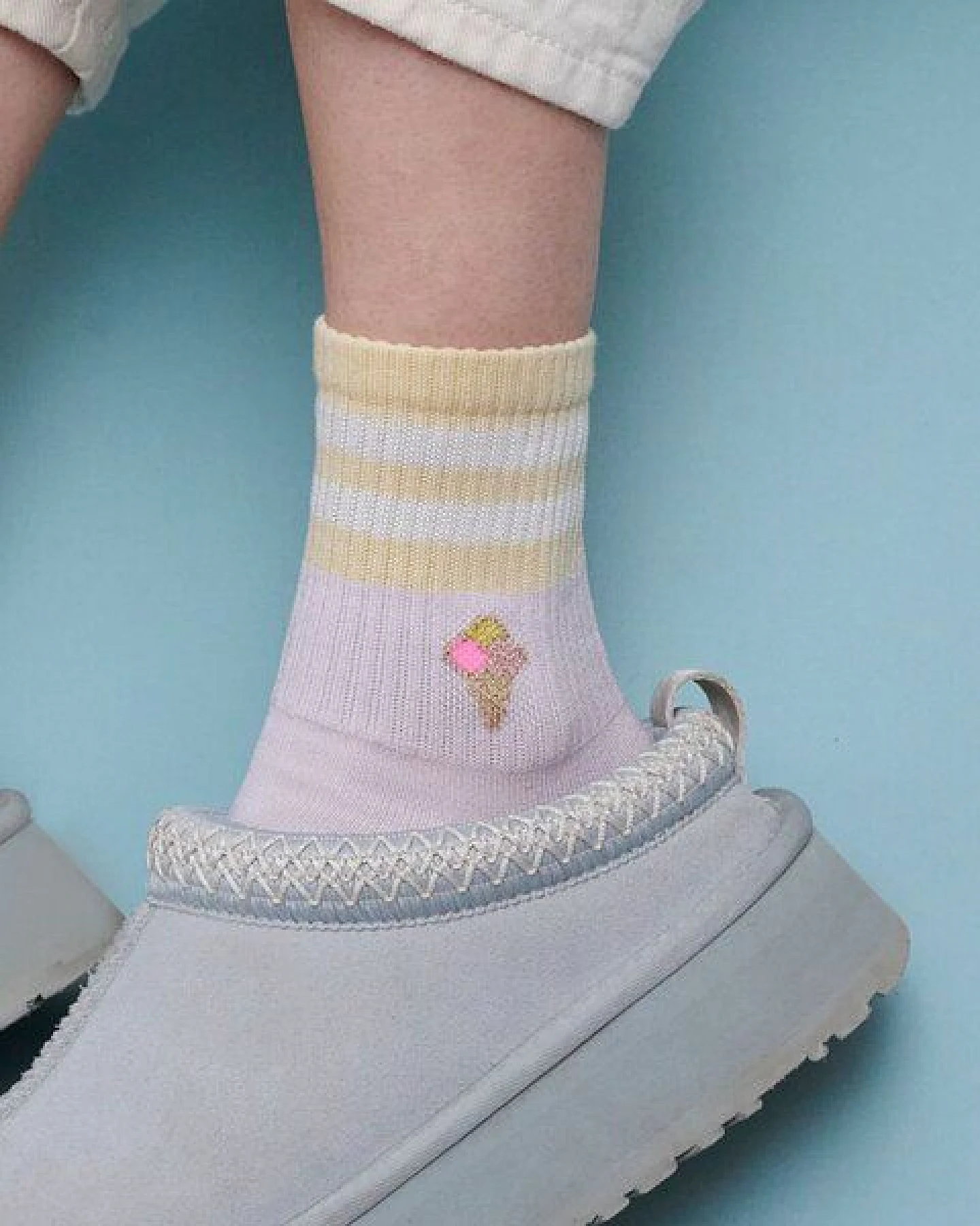 Socken "Ooley Lilly Ice Cream" aus Biobaumwolle made in Italy – Ansicht 2