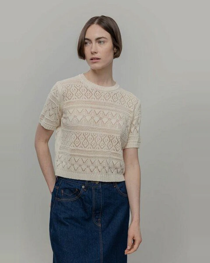 Rifò - Circular Fashion Made in Italy Neda Kurzarm-Pulllover aus recykelter und Bio-Baumwolle