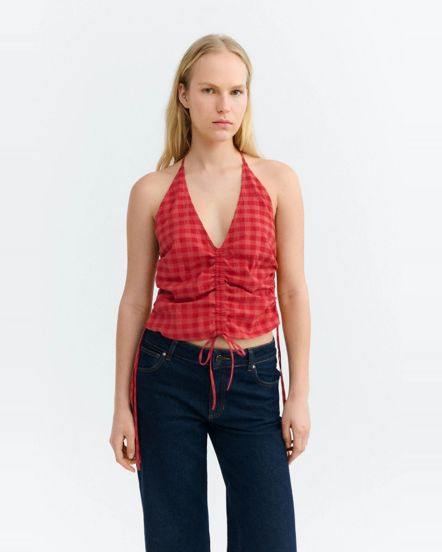 Top Hiba Red Checks Rot – Ansicht 4
