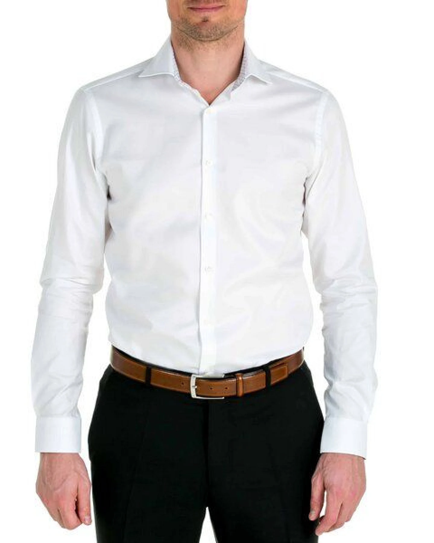 SKOT Fashion Nachhaltige Langarm Herren Hemd Serious White Contrast Slim Fit – Ansicht 2