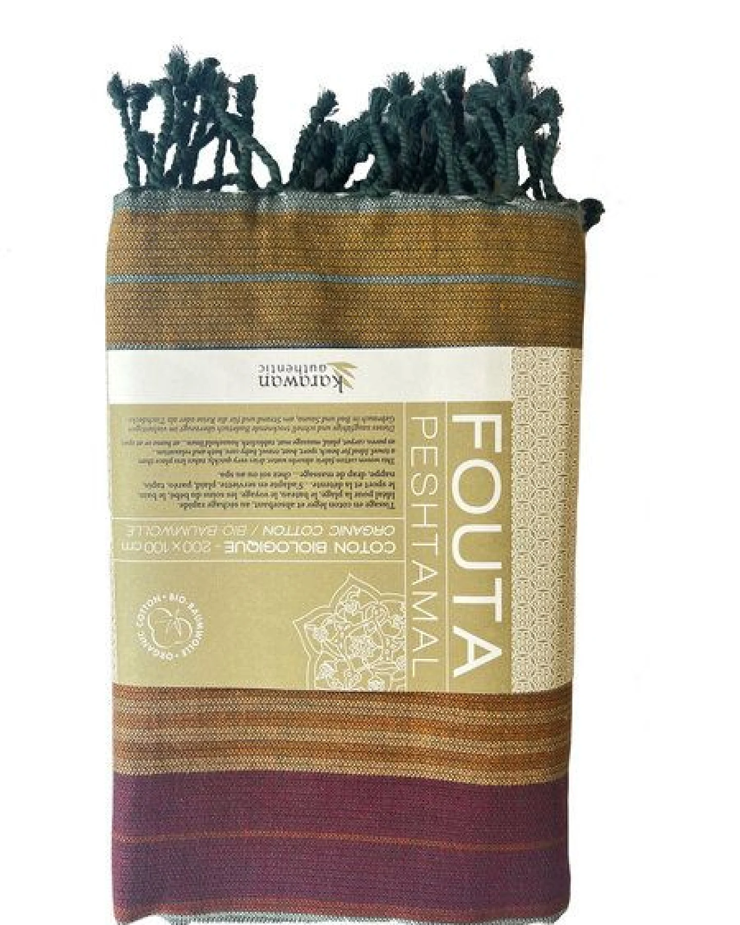 Karawan authentic Fouta Hamamtuch aus reiner Bio-Baumwolle 200 × 100 cm (Stil EBENE) – Ansicht 2