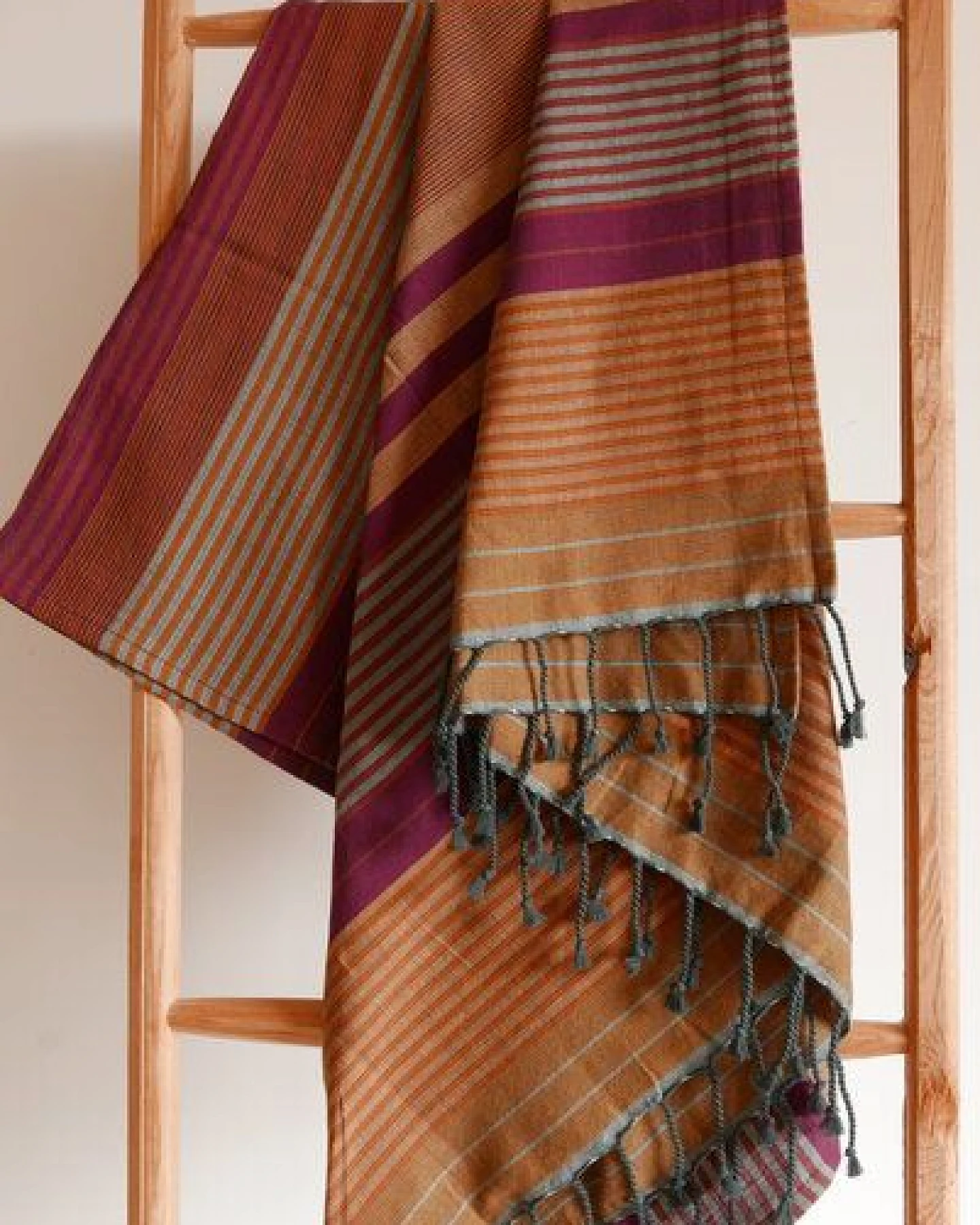 Karawan authentic Fouta Hamamtuch aus reiner Bio-Baumwolle 200 × 100 cm (Stil EBENE) – Ansicht 3