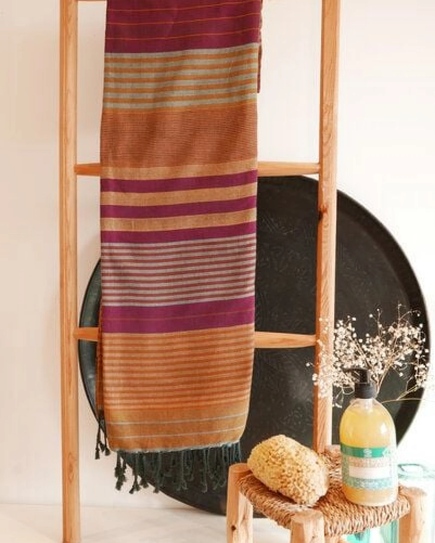 Karawan authentic Fouta Hamamtuch aus reiner Bio-Baumwolle 200 × 100 cm (Stil EBENE) – Ansicht 4
