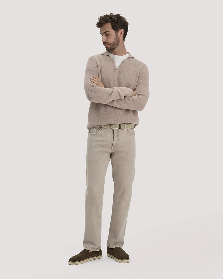 hessnatur Herren Jeans BEN Regular Straight aus Bio-Denim mit Hanf - beige - Größe 32/30
