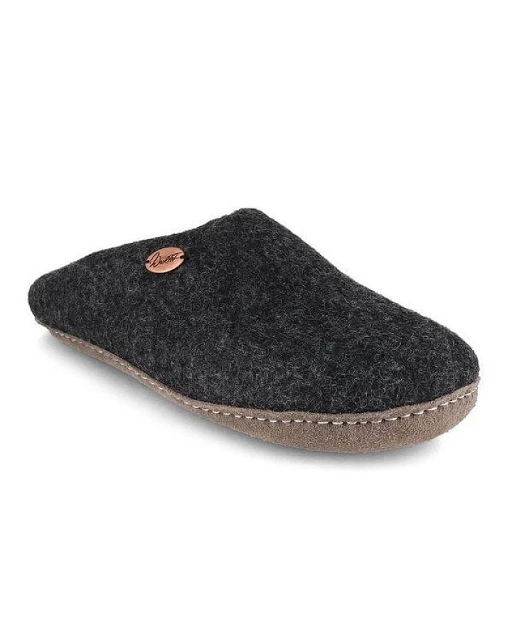 WoolFit Handgefilzte Pantoffeln ohne Fersenrand Hausschuhe aus 100% Wolle