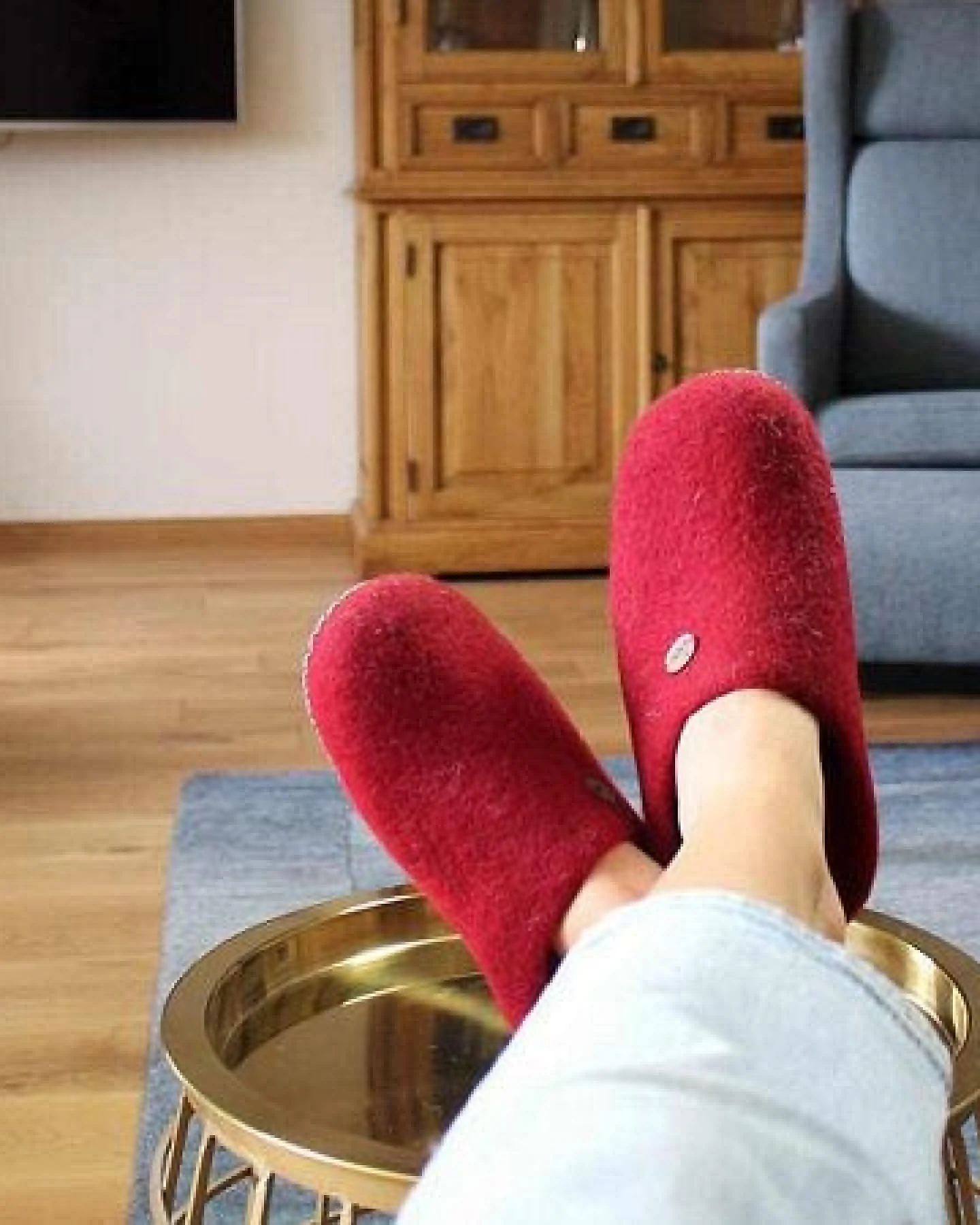 WoolFit Handgefilzte Pantoffeln ohne Fersenrand Hausschuhe aus 100% Wolle – Ansicht 4