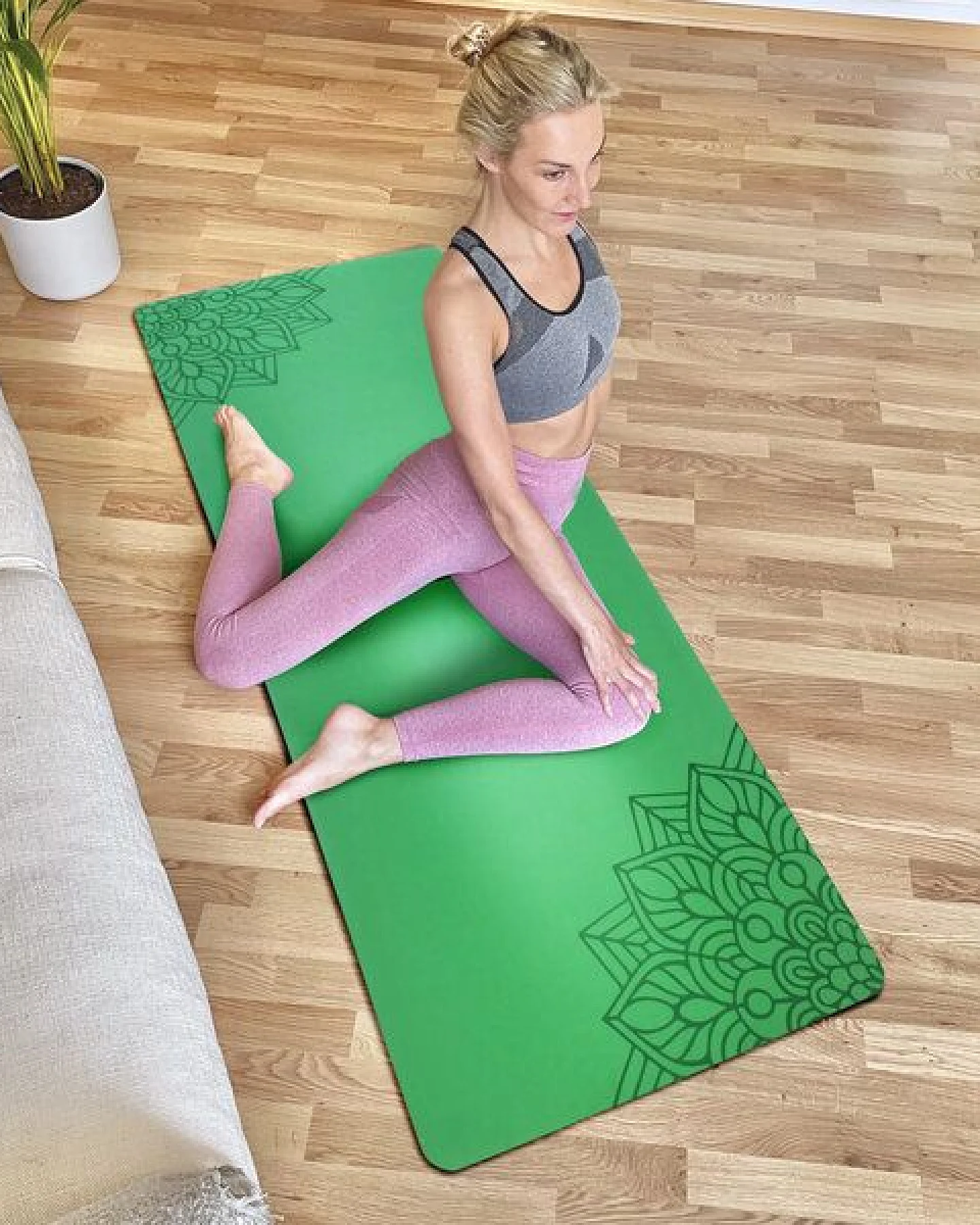 Yosana Yogamatte Ultra Grip inkl. Baumwolltragegurt (Grün) – Ansicht 2