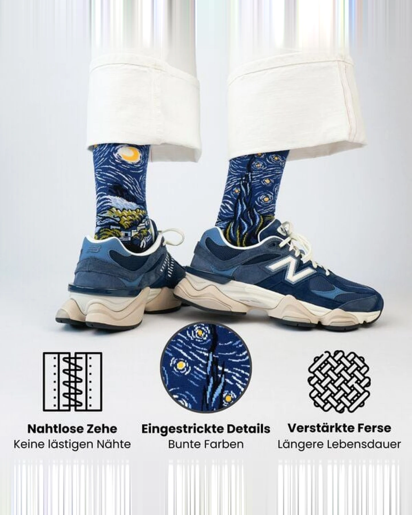 KUNSTSOKKEN Kunst Socken - Nahtlose Bunte Socken aus Bio-Baumwolle Mix - weihnachtsgeschenke für Künstler - Lustige Socken Geschenk – Ansicht 3