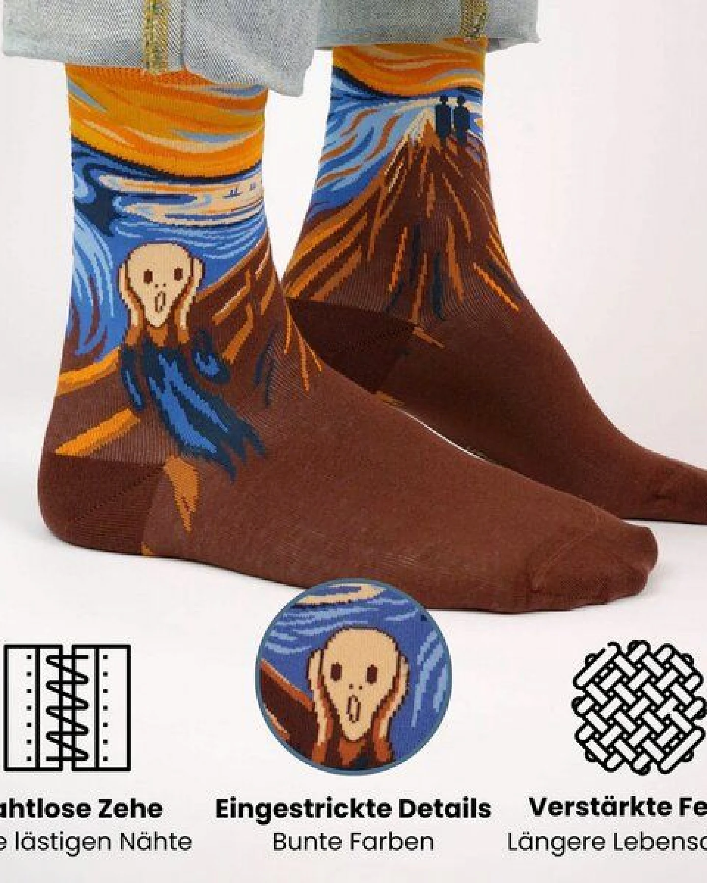 KUNSTSOKKEN Kunst Socken - Nahtlose Bunte Socken aus Bio-Baumwolle Mix - weihnachtsgeschenke für Künstler - Lustige Socken Geschenk – Ansicht 3