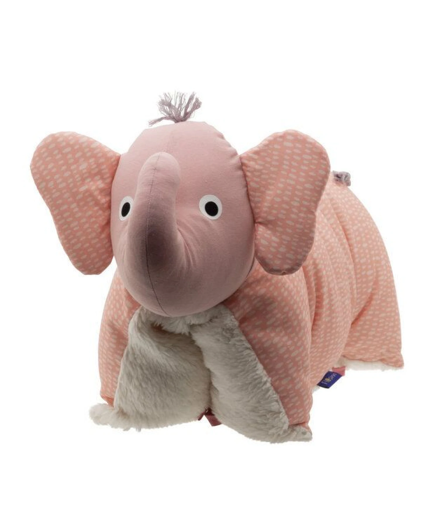 Flosinn Kuschelkissen Elefant als Reisekissen mit Teddyplüsch aus Baumwolle. Personalisierbar – Ansicht 3