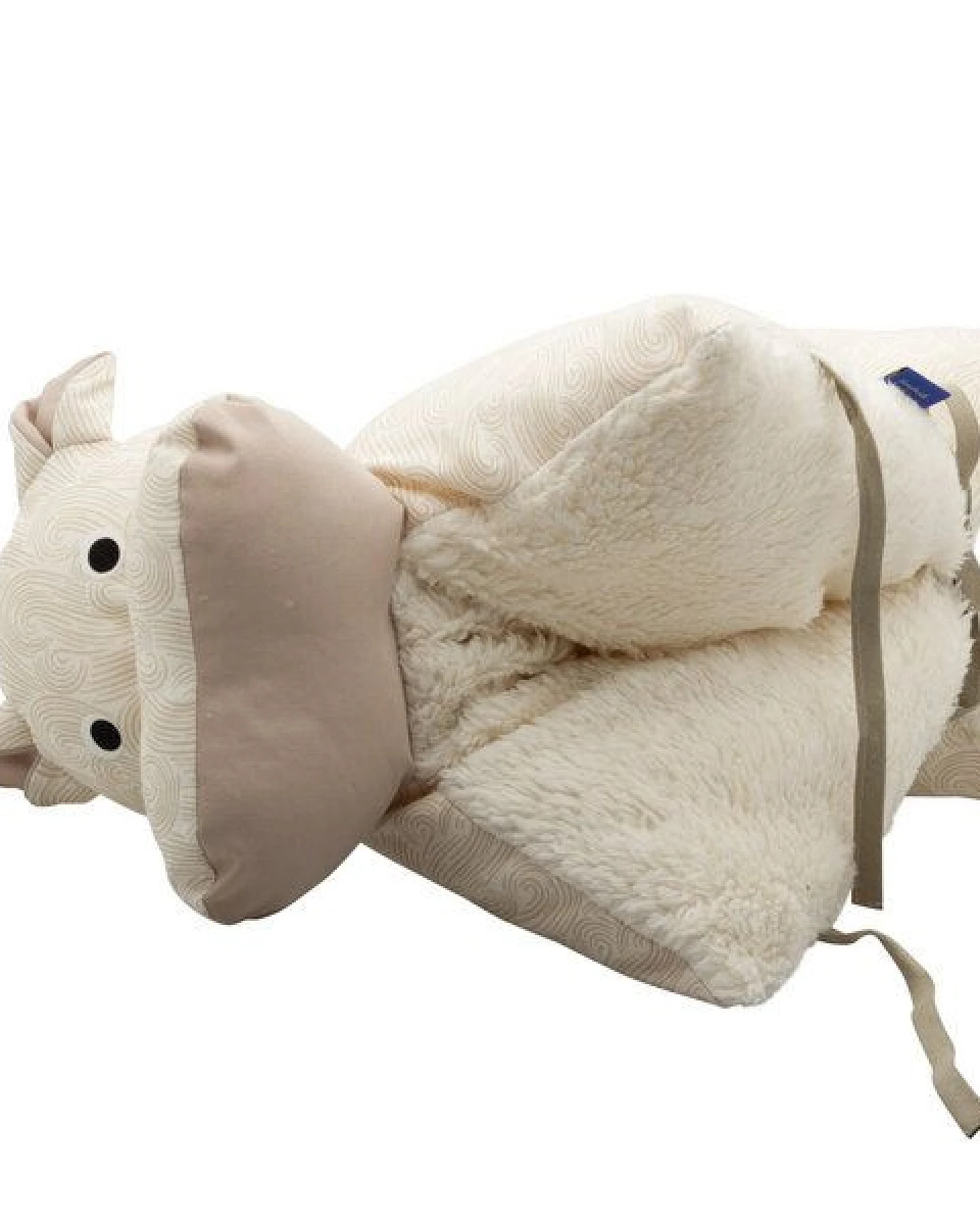 Flosinn Kuscheltierkissen Nilpferd mit Teddyplüsch aus Baumwolle. Personalisierbar – Ansicht 3